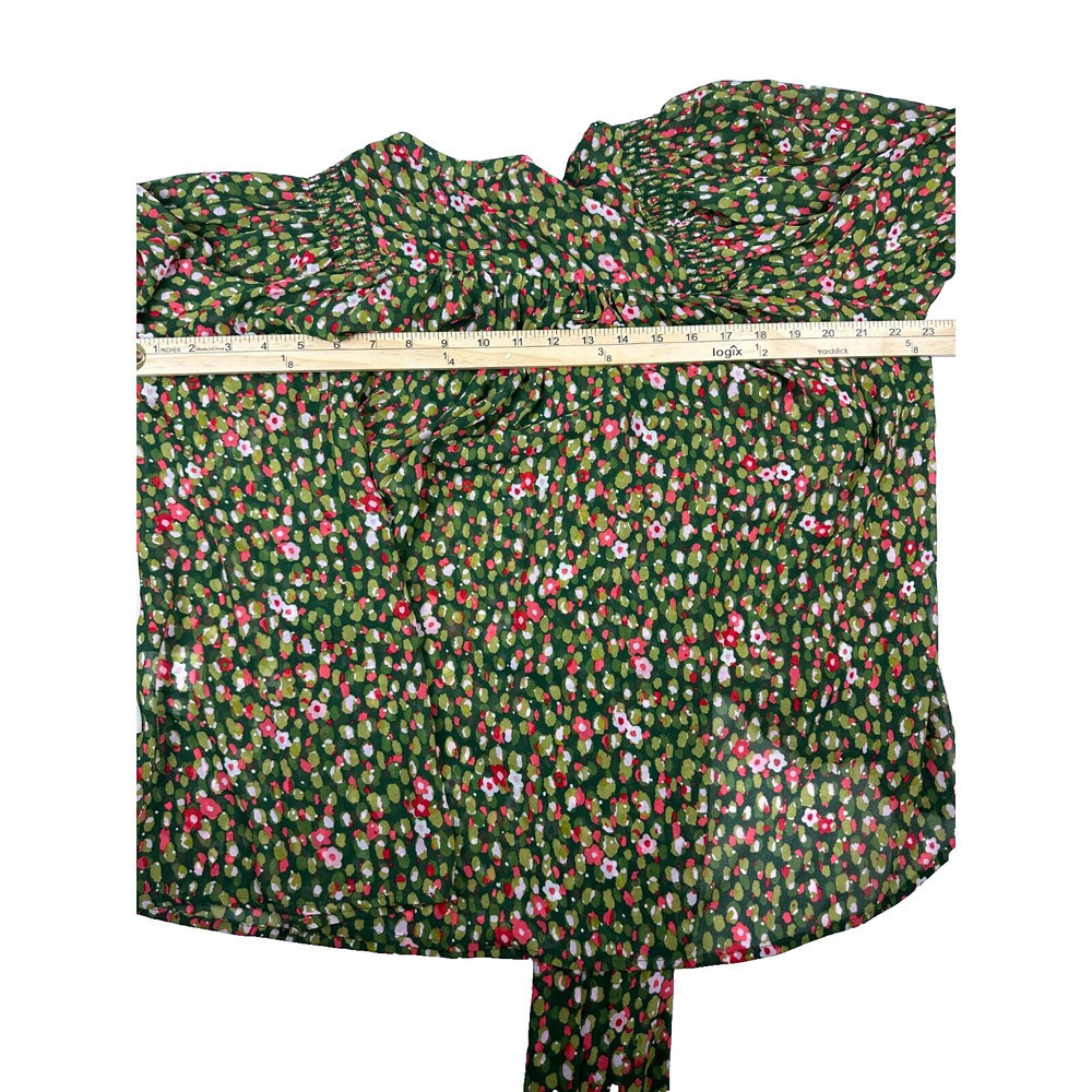 Happy X Nature Kate Hudson Women's Green Floral Peasant Top M New With Tags $78 - Picture 11 of 11